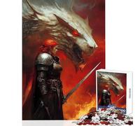 Rompecabezas de 1000 Piezas para Adultos Guerrero y Lobo Arte Digital decoración del hogar Juguetes Regalos de Amigo Secreto Juego práctico Entrena tu Cerebro y Tus Manos tamaño 38x26cm