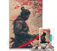 Rompecabezas de 1000 Piezas para Adultos Guerreros samuráis en cerezos en Flor Juegos Familiares antiestrés colección de Artistas Bellas Artes 50x75cm