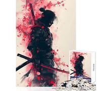 Rompecabezas de 1000 Piezas para Adultos Guerreros samuráis en Sakura decoración del hogar Juguetes Obras de Arte Regalo Juego práctico desafiante para completar tamaño 38x26cm