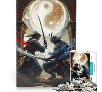 Rompecabezas de 1000 Piezas para Adultos Guerreros samuráis luchando en Batalla Juguete Educativo difícil y desafiante Lista de Deseos con Papá Noel 38x52cm