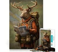 Rompecabezas de 1000 Piezas para Adultos, guía de Viaje, Ciervo, Ajuste, Arte, Juego Mental, Regalo, Juego Lento, Arte de Pared navideño (50x75cm)
