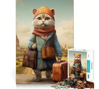Rompecabezas de 1000 Piezas para Adultos, guía de Viaje, Gato, Arte Impecable, Juego Mental, Regalo, Juego Lento, Arte de Pared navideño (38x52cm)