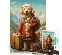Rompecabezas de 1000 Piezas para Adultos Guía de Viaje, Perro, Piezas de Corte Limpio, Juego de Habilidad Mental, Momento de Calma, diversión, Escena navideña, Arte (38x52cm)