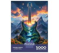 Rompecabezas De 1000 Piezas para Adultos Guitar-Shaped Mountain with Waterfall Rompecabezas para Adultos: Un Juego Práctico, Divertido Y Un Desafío Educativo con Humor 38x26cm/1000pcs