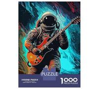 Rompecabezas De 1000 Piezas para Adultos Guitarist Astronaut Rompecabezas para Adultos Juegos Divertidos Corte De Precisión Actividades Divertidas En Casa, 38x26cm/1000pcs