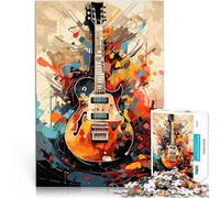Rompecabezas de 1000 Piezas para Adultos Guitarra eléctrica estética Juguetes de Bricolaje con póster a Juego y Hoja de Trivia 52x38cm