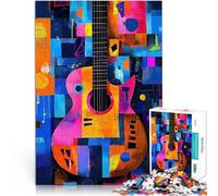Rompecabezas de 1000 Piezas para Adultos Guitarra geométrica expresionista - Arte Musical Abstracto Vibrante Juego Intelectual de Juguete Regalo Divertido 52x38cm