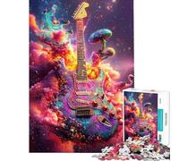 Rompecabezas de 1000 Piezas para Adultos Guitarra psicodélica Cosmos Juego Imposible Juguetes adictivos para Cultivar la Paciencia Regalos para Mujeres y Hombres patrón de Montaje (tamaño 75x50cm)
