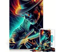 Rompecabezas de 1000 Piezas para Adultos Guitarrista de Blues con vibráfono,Juego de ingenio,Juego de Ocio,Escena navideña 38x26cm