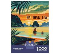 Rompecabezas De 1000 Piezas para Adultos Ha Long Bay Sunset Rompecabezas De Juguete Decoración De Pared Una Obra De Arte Cumpleaños Y Navidad 52x38cm/1000pcs