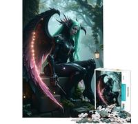 Rompecabezas de 1000 Piezas para Adultos Hada Oscura Alada en el Bosque Rompecabezas de 1000 Piezas Juguetes antiestrés Regalo de cumpleaños Juego desafiante Regalos (38x26cm)