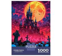 Rompecabezas De 1000 Piezas para Adultos Halloween Castle Under A Full Moon Rompecabezas para Adultos Juegos Familiares Una Obra De Arte Ayuda A Ejercitar El Cerebro 52x38cm/1000pcs