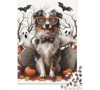 Rompecabezas De 1000 Piezas para Adultos Halloween Ghost Dog Decorations Rompecabezas para Adultos Juego De Ingenio Regalos para Mujeres Regalos De Cumpleaños 52x38cm/1000pcs