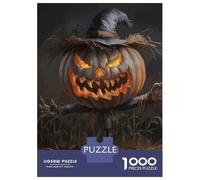 Rompecabezas De 1000 Piezas para Adultos Halloween Pumpkin Scarecrow Illustration Rompecabezas De Juguete Decoración De Pared Una Obra De Arte Cumpleaños Y Navidad 52x38cm/1000pcs