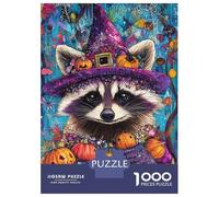 Rompecabezas De 1000 Piezas para Adultos Halloween Raccoon Magic-1 Rompecabezas para Adultos Juego De Ingenio Decoración Perfecta Regalos De Cumpleaños Y Únicos 52x38cm/1000pcs