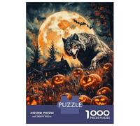 Rompecabezas De 1000 Piezas para Adultos Halloween Wolf and Pumpkins Rompecabezas para Adolescentes Juego Práctico Desafío Difícil Regalo De Cumpleaños, Regalos, 70x50cm/1000pcs