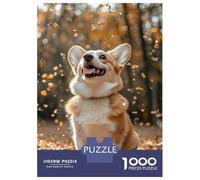 Rompecabezas De 1000 Piezas para Adultos Happy Corgi in Autumn Leaves Rompecabezas para Adultos Juego Familiar Decoración De Pared Gran Regalo para Jugar 38x26cm/1000pcs