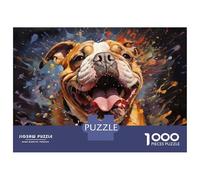 Rompecabezas De 1000 Piezas para Adultos Happy English Bulldog Painting Rompecabezas para Adultos Juegos De Relajación Análisis Y Lógica Reducción del Estrés Regalos 70x50cm/1000pcs