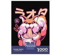 Rompecabezas De 1000 Piezas para Adultos Happy Fox Eating Ramen Rompecabezas para Adultos Juegos Relajantes Desafío Difícil Reducción del Estrés Regalos 52x38cm/1000pcs