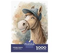 Rompecabezas De 1000 Piezas para Adultos Happy Horse Wearing A Cap Rompecabezas para Adultos Juegos De Relajación Una Obra De Arte Regalos para Amigos Y Familiares 70x50cm/1000pcs