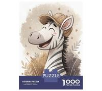 Rompecabezas De 1000 Piezas para Adultos Happy Zebra Wearing A Hat Rompecabezas para Adultos Juguete Decoración De Pared Decoración De Pared Regalos Y Cumpleaños Únicos 52x38cm/1000pcs