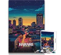 Rompecabezas de 1000 Piezas para Adultos, Harare, Zimbabue, Paisaje Urbano Nocturno, Juego Educativo Familiar, decoración Perfecta, Regalo de cumpleaños, tamaño 50x75cm