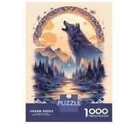 Rompecabezas De 1000 Piezas para Adultos Harmony Wolf Howl at Dusk Rompecabezas para Adultos Juegos Familiares Patrón De Montaje 52x38cm/1000pcs