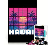 Rompecabezas de 1000 Piezas para Adultos Hawaii Vaporwave Smooth Joint Fun Brain Skill Play Juego Casual Tiempo de Juego Divertido para cumpleaños (38x26cm)