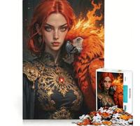 Rompecabezas de 1000 Piezas para Adultos Hechicera Pelirroja con Loro exótico Juguetes para armar ensamblaje de Patrones colección de Artistas Bellas Artes 38x52cm