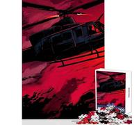 Rompecabezas de 1000 Piezas para Adultos helicóptero en Cielo Rojo Juguete para decoración de Pared Regalo de cumpleaños Juego Familiar colección de Artistas Bellas Artes tamaño 38x52cm