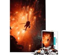 Rompecabezas de 1000 Piezas para Adultos Helicóptero en un espectáculo de Fuegos Artificiales Juego Educativo desafío Juguete Juego Relajante Regalo de cumpleaños Obra de Arte (tamaño 38x52cm)