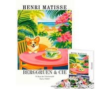 Rompecabezas de 1000 Piezas para Adultos Henri Matisse Corgi Beach Cafe Art Juguetes antiestrés Grandes Regalos y Juguetes para Juegos educativos Actividades Divertidas en casa Tamaño 38x26cm