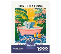 Rompecabezas De 1000 Piezas para Adultos Henri Matisse Elephant Bathing Art Print Rompecabezas para Adultos Juegos Relajantes Desafío Difícil Reducción del Estrés Regalos 52x38cm/1000pcs