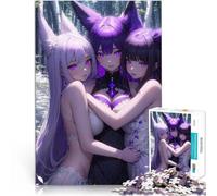 Rompecabezas de 1000 Piezas para Adultos Hermanas Chicas de Anime moradas Corte de precisión Regalos para Amigos y Familiares 38x26cm