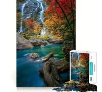 Rompecabezas de 1000 Piezas para Adultos Hermosa Cascada de Khlong LAN,Bosque otoñal,Arte de Corte Fino,Juego Mental,Regalo para Momentos de Tranquilidad,Regalo Divertido de cumpleaños (38x52cm)