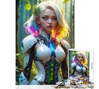 Rompecabezas de 1000 Piezas para Adultos Hermosa Chica Cyborg en el Bosque decoración del hogar Juguetes Regalo de cumpleaños Juego Imposible Cada Pieza es única - Tamaño 50x75cm