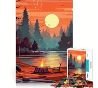 Rompecabezas de 1000 Piezas para Adultos Hermosa Escena navideña con diseño de Campamento Nocturno y Bordes Suaves Juguete para concentrarse y Jugar (38x52cm)