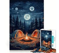 Rompecabezas de 1000 Piezas para Adultos Hermosa Escena navideña de Acampada Nocturna,Ideal para Recortar y Decorar Juego para concentrarse y Relajarse (50x75cm)