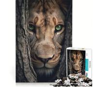 Rompecabezas de 1000 Piezas para Adultos: Hermosa Leona escondida, Juguete Decorativo para Pared, interacción Entre Padres e Hijos, 38x52cm