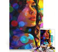 Rompecabezas de 1000 Piezas para Adultos: Hermosa Mujer, círculos Coloridos, Juego de ingenio, ensamblaje de Patrones, Mejora el Amor Entre Parejas 38x52cm