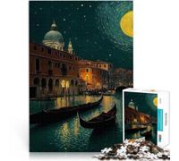Rompecabezas de 1000 Piezas para Adultos “Hermosa Noche en Venecia” Hecho de Papel,Apto para Mayores de 14 años. Juego de Rompecabezas Ideas de Regalos。tamaño:26x38cm/10.24x14.96pulgada