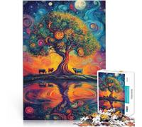 Rompecabezas de 1000 Piezas para Adultos “Hermoso árbol” Hecho de Papel，para Mayores de 14 años para divertirse en Familia Regalos de Juegos de Navidad。tamaño：26x38cm/10.24x14.96pulgada