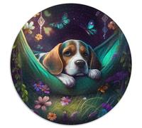 Rompecabezas de 1000 Piezas para Adultos, Hermoso Beagle, Redondo, de cartón, Actividad educativa para Mejorar Las Habilidades cognitivas (67,5 x 67,5 cm)