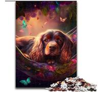 Rompecabezas de 1000 Piezas para Adultos,Hermoso Cocker Spaniel inglés Hecho de Madera,lo Que lo Convierte en un Gran Regalo para la diversión Familiar,un Regalo Ideal para Navidad o cumpleaños