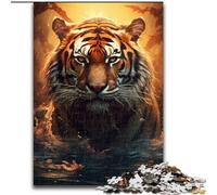 Rompecabezas de 1000 Piezas para Adultos, Hermoso Cuadro de Tigre, Hecho de Madera, Ideal para Regalar en Familia 50x75cm, Ideal para decoración del hogar, Entrenamiento Mental y Regalos navideños