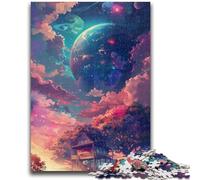 Rompecabezas de 1000 Piezas para Adultos, Hermoso hogar bajo Estrellas de Colores, Juguetes educativos de Aprendizaje, Juegos Familiares Que fomentan el Amor en Pareja, 26x38cm