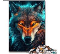 Rompecabezas de 1000 Piezas para Adultos, Hermoso Lobo de Madera, Navidad y Año Nuevo, Regalo navideño de 50x75cm para Fiestas, cumpleaños y Noches de Juegos Familiares