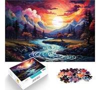 Rompecabezas de 1000 piezas para adultos, hermoso paisaje colorido río, juego intelectual de 14.95 x 20.47 pulgadas, lista de deseos de Navidad con Papá Noel