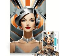 Rompecabezas de 1000 Piezas para Adultos,Hermoso Retrato ArtDeco,Arte de Bordes precisos,Juego de ingenio,Regalo para Pasar un rato Agradable,Regalo Divertido de Navidad (50x75cm)