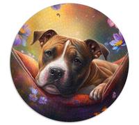 Rompecabezas de 1000 Piezas para Adultos, Hermoso Staffordshire Bull Terrier, Rompecabezas Redondo de 1000 Piezas, Regalo Ideal para Vacaciones y decoración del hogar, 67,5 x 67,5 cm